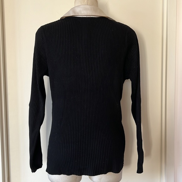 Vintage Black Sweater with Cream Silk Collar L VGUC - Picture 6 of 11